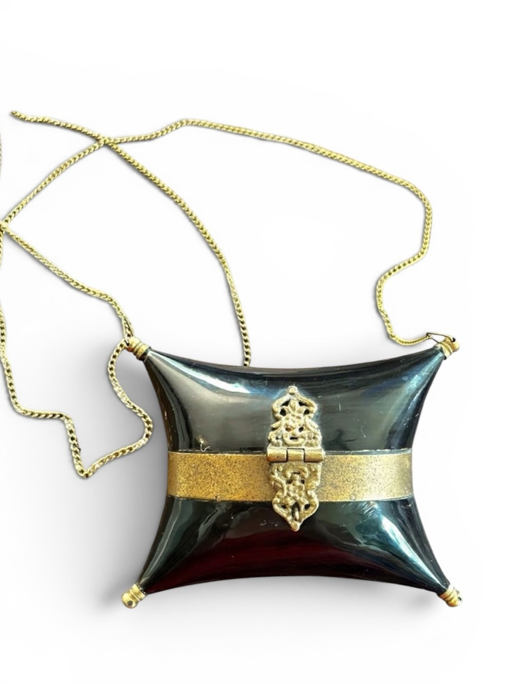 Vintage 30’s antique horn & brass pillow purse